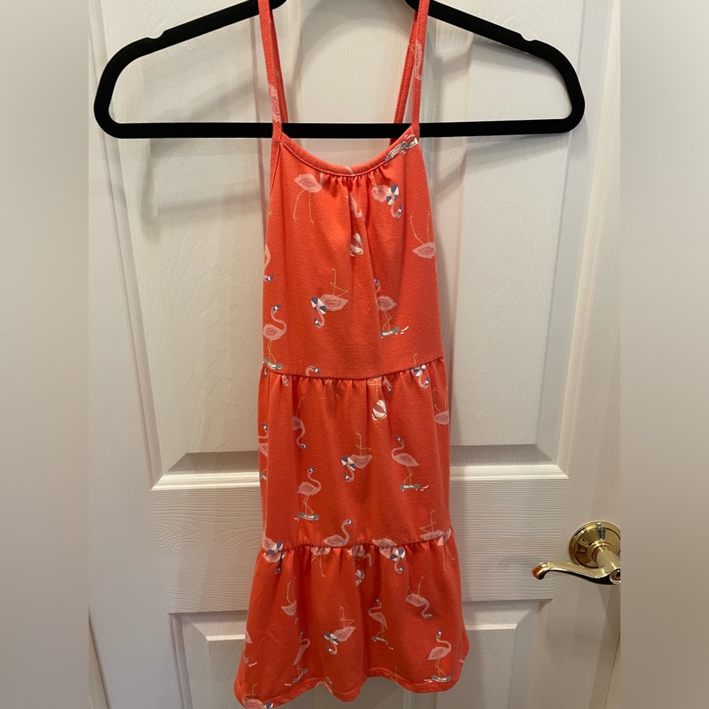 Coral Flamingo Beach themed dress Size M (7/8) NWOT